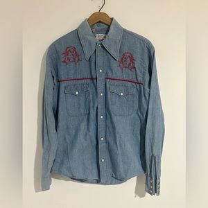 70s  Western Pearl Snap Dagger Collar